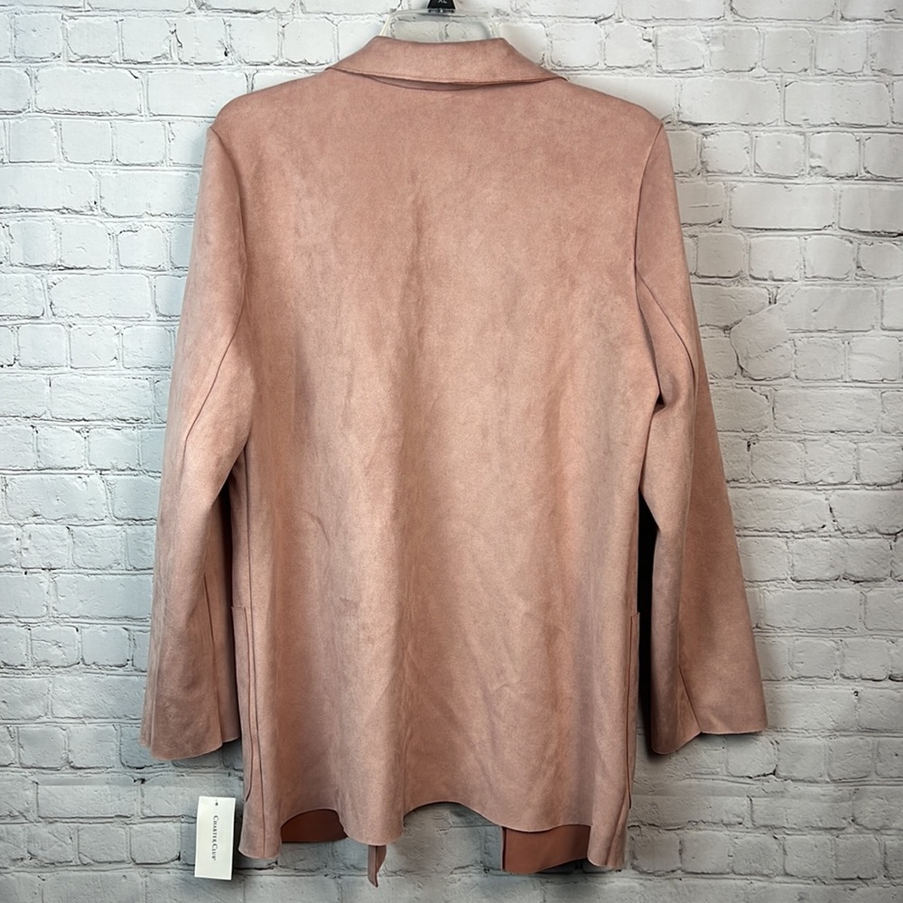 Charter Club Blush Pink Faux Suede Open Front Jacket Size Large - Picture 6 of 6